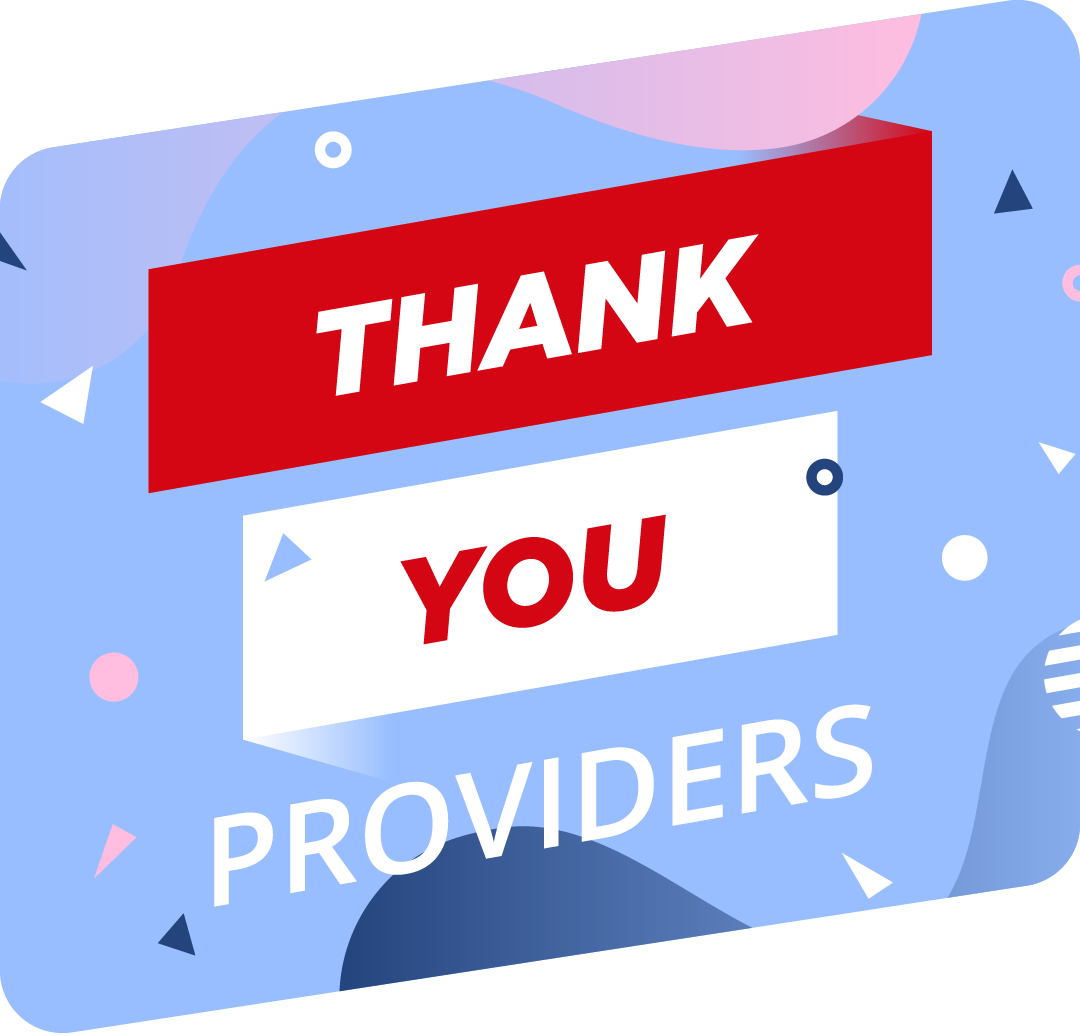 Banner reading "Thank you providers"