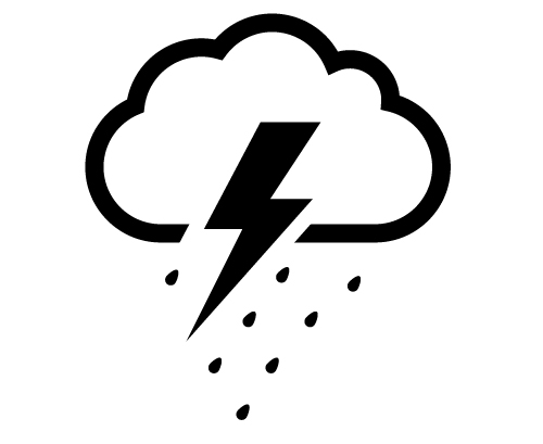 Icon of a rain cloud with a lightning bolt