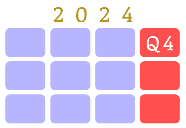 A calendar with quarter 4 highlighted